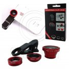 3 In 1 Lens Clip Selfie Kit Macro Wide Angle Fish Eye Set for Mobile Phone MIB #13057