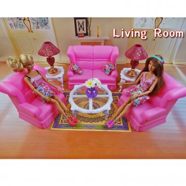 Living Room Sofa Table Lamp Furniture Play Set for Barbie Monster High MIB Gift #13123