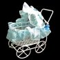 White Blue Wire Nursery Baby Stroller Pram 1:12 Doll's House Dollhouse Furniture #13084