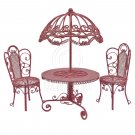 Set Pink Wire Garden Umbrella Table Chair 1:12 Doll's House Dollhouse Furniture #13106