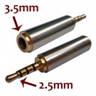 Gold 2.5mm Male to 3.5mm Female Stereo Mic Audio Earphone Jack Adapter Converter #13019