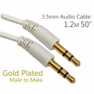 3.5mm White Extension Stereo Audio Long Cable Aux Auxiliary Male to M 1.2m 4 Ft #13069
