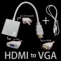 White HDMI 1.4 Male to VGA Female Cable Adapter Audio Converter 1080p HDTV Xbox #13096