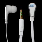 White 3.5mm In-Ear Earphone Headphone Earbud Headset Flat Tangle Free Cable Cord #12850