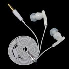 White 3.5mm In-Ear Earphones Headphones Earbuds Headset Flat Tangle Free Cable #12878