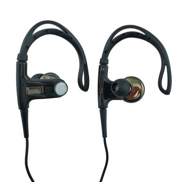 3.5mm In-Ear Clip Sports Stereo Hook Running Jogging Earhook Earbud Headphones[Black] #12910