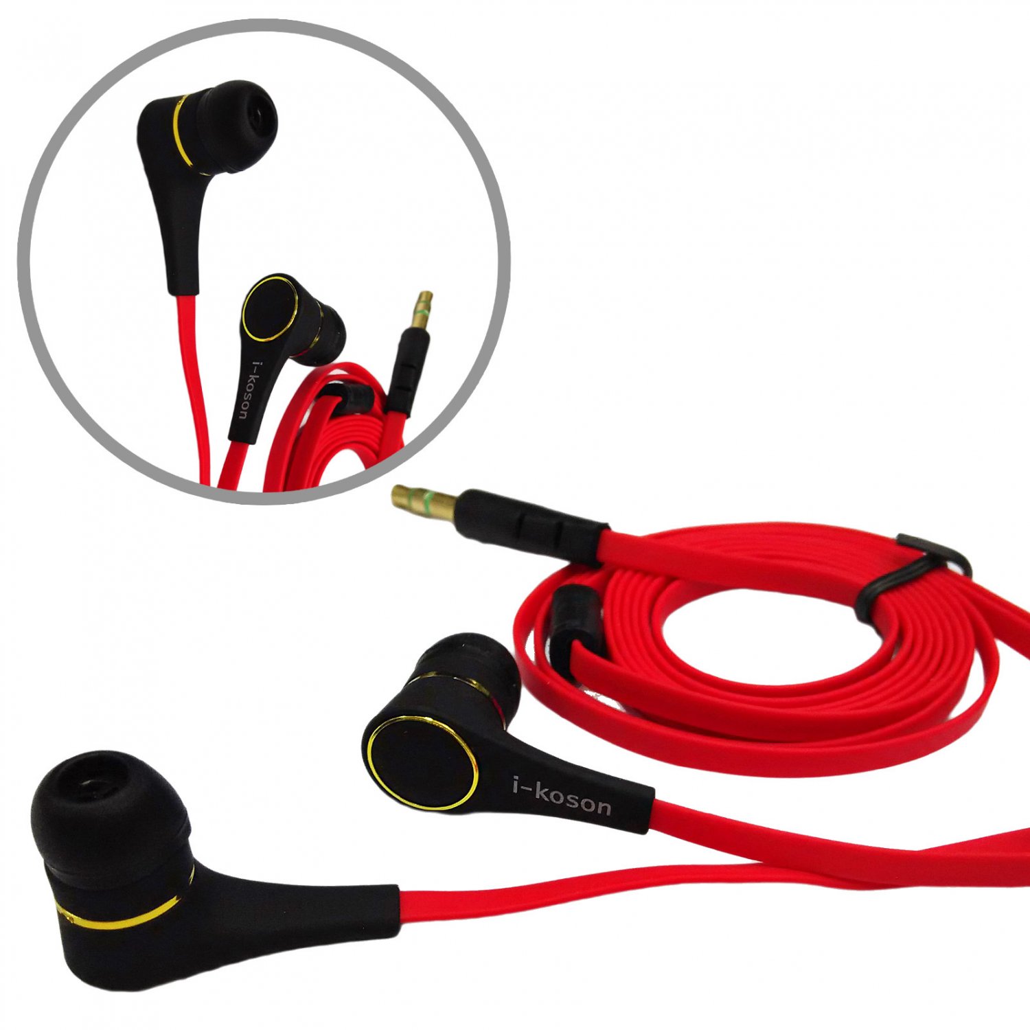 Black 3.5mm In-Ear Earphone Headphone Earbuds Flat Tangle Free Cable ...