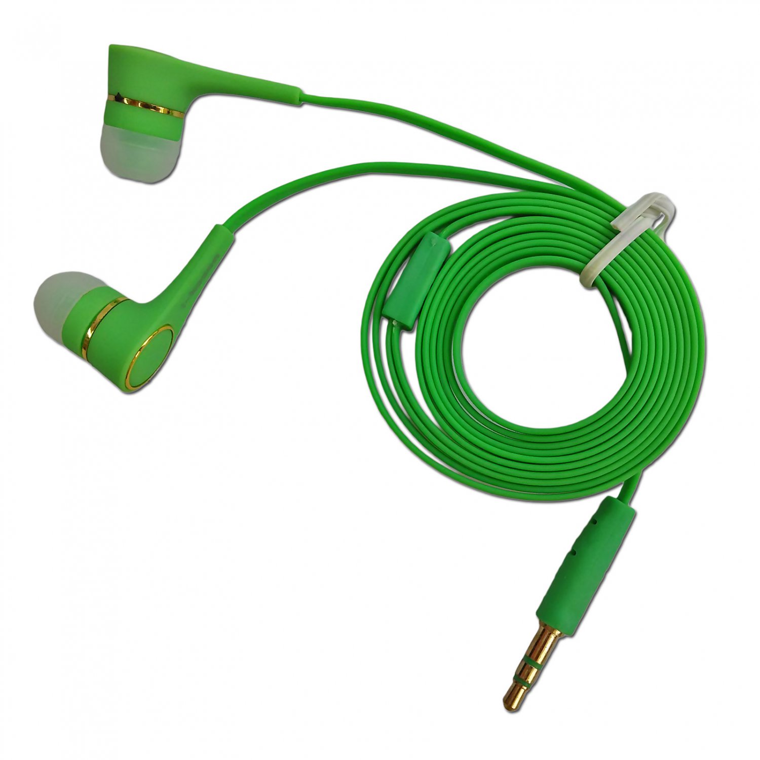 Green 3.5mm InEar Earphone Headphone Earbuds Flat Tangle Free Cable
