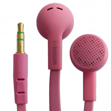 Baby Pink 3.5mm In-Ear Earphone Headphone Earbud Headset Flat Tangle Free Cable #13121