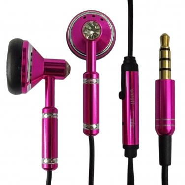 Pink 3.5mm Metal w Mic Headphone Earbuds Headset for Android Phone Apple iPhone #13197
