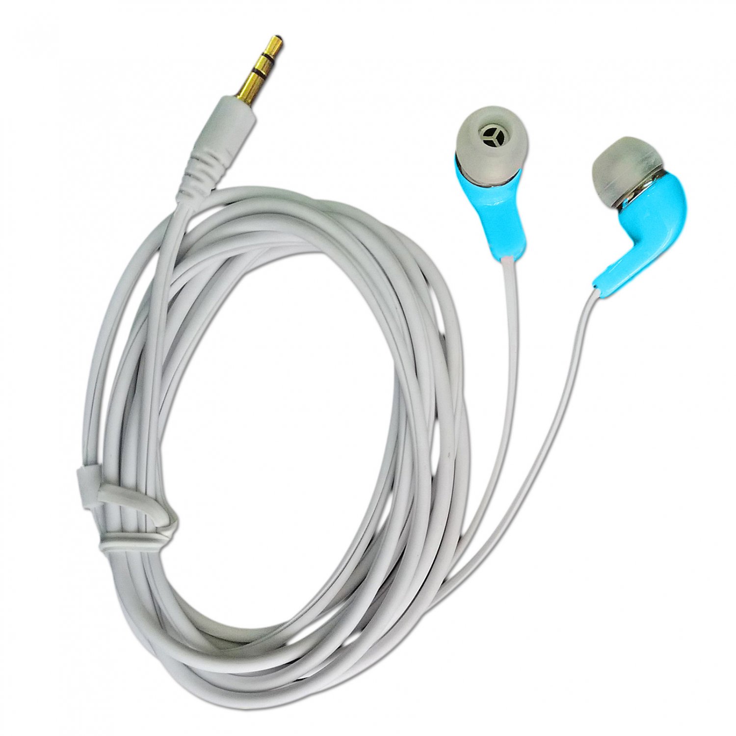 Sky Blue 3.5mm 2M 2 Meters Long InEar Thick Cable Earbuds Headphones
