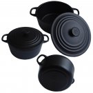 Black Enameled Cast Iron Cookware Pot 1/12 Doll's House Dollhouse Miniature #13319