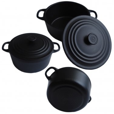 Black Enameled Cast Iron Cookware Pot 1/12 Doll's House Dollhouse Miniature #13319