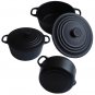 Black Enameled Cast Iron Cookware Pot 1/12 Doll's House Dollhouse Miniature #13319