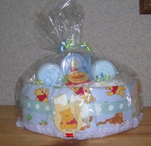 PETITE WINNIE THE POOH THEME DIAPER CAKE~GIFTS BY JAYDE
