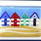 Row of Beach Huts Fused Glass Panel