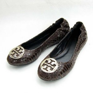 Tory Burch Reva Lizard Embossed Leather Flat Coconut SIZE US 5-10