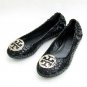 Tory Burch Reva Lizard Black Embossed Leather Flat Coconut SIZE US 5-10