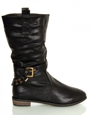 Black Knee High Buckle Boot SIZE 4