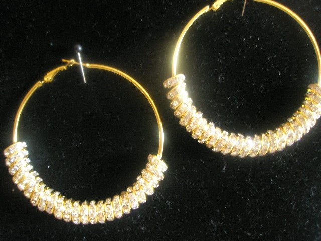 SALE!!BASKETBALL WIVES Gold Encrusted Charms on Hoop Earrings - SMALL