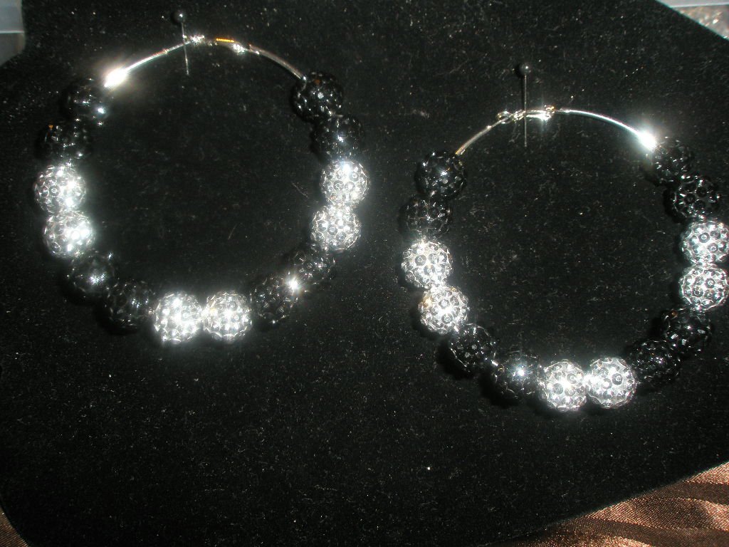 Beaded Crystal Hoops LARGE - As Seen on Basketball Wives