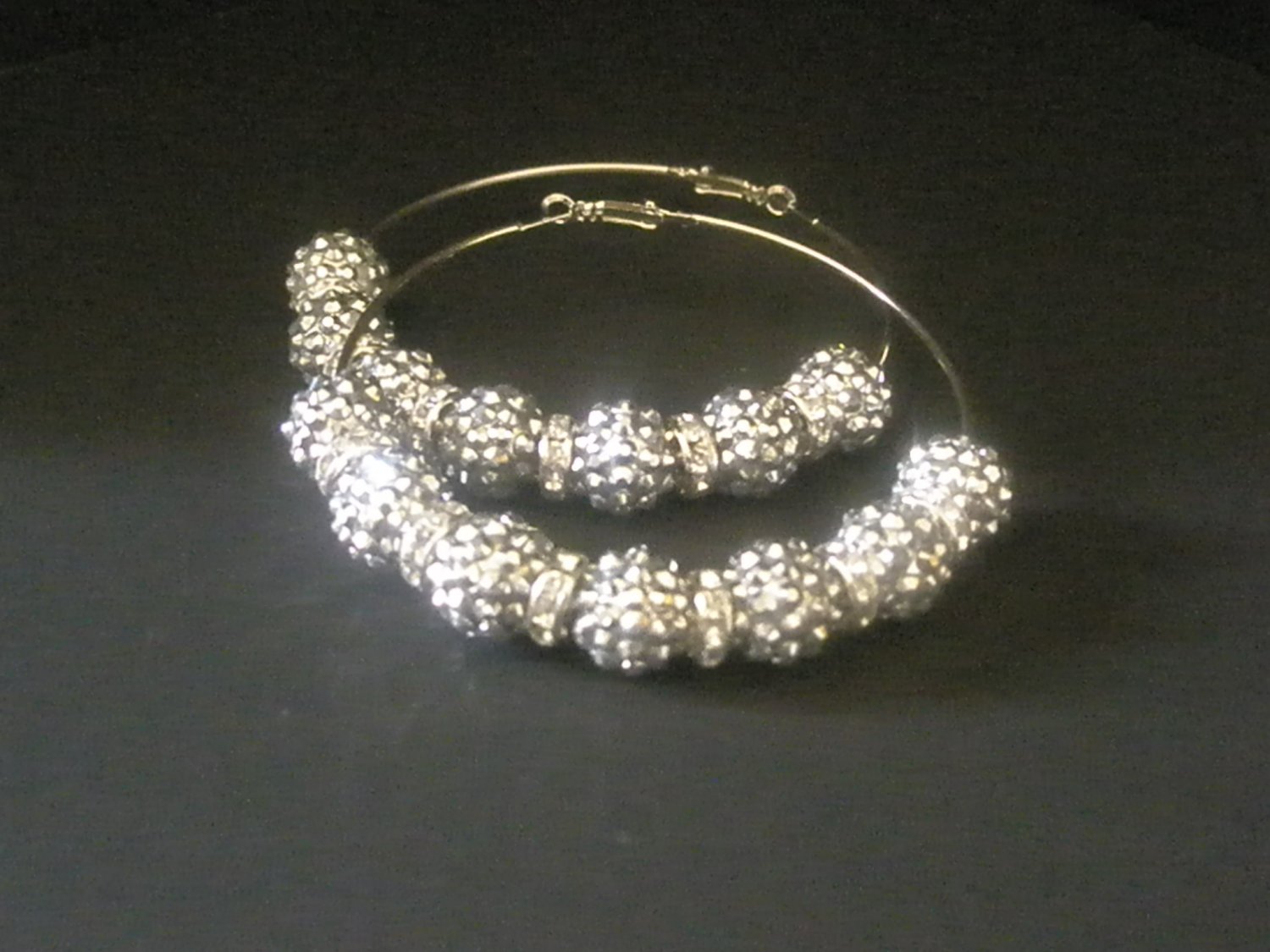 Crystal Pave Hoops SILVER