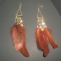 Multi feather earrings - Brown and Gold
