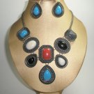 Color Block Statement Necklace & Earring Set
