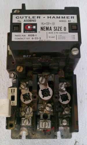 Cutler Hammer A10BNO Size 0 Starter 120 Volt Coil