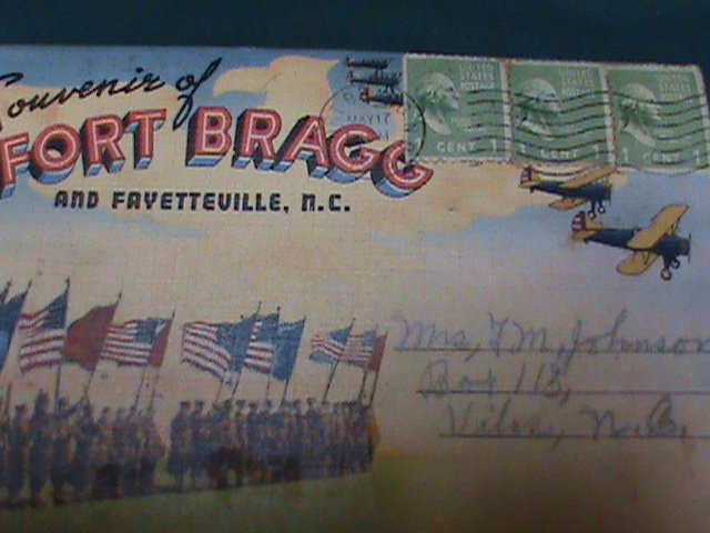 WW2 VINTAGE Fort Bragg Fold-Out Postcard, F.M. or Clyde Johnson,BLIMP ...