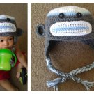 sock monkey earflap beanie- child