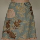 Cute Vintage Style Cambridge Blue Floral Ruffle Apron