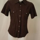 BDG Maroon w/ Brown & White Stripes Short Sleeve Small
