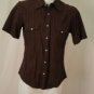 BDG Maroon w/ Brown & White Stripes Short Sleeve Small