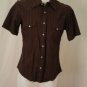 BDG Maroon w/ Brown & White Stripes Short Sleeve Small