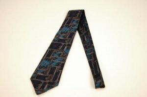 100% Silk Handmade Mel Fox Co. Gray, Blue Tie