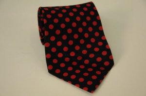 Handsome ECHO Navy with Red Polka Dot 100% Silk Tie
