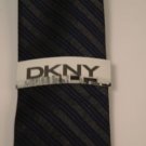 DKNY Tie - Charcoal Grey w/ blue Stripes - NWT