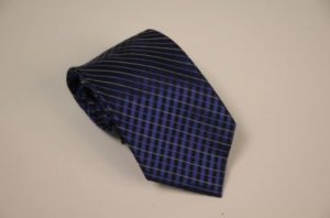 Calvin Klein Tie - Blue w/ silver, navy Stripes - NWT
