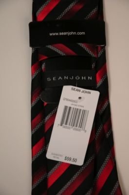 Sean John Tie - Red/ Black/ Silver Stripe - NWT