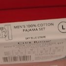 NWT Club Room Sky Blue Stripe 100% Cotton PJ Set Large