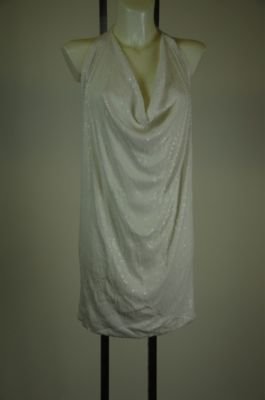 New BCBG Maxazria Sequin White Halter Dress Size L&Acirc;&nbsp;