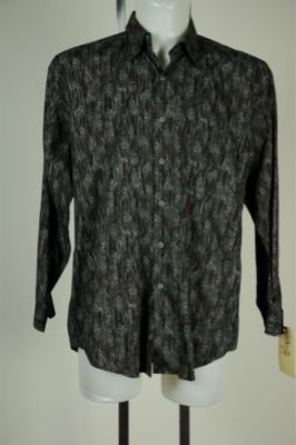 Perry Ellis Black Geometric Shape 100% Cotton Shirt M