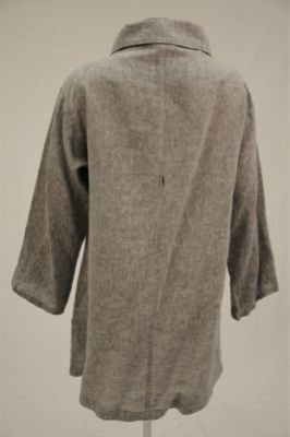 Gray Linen Blaque Button Up Smock Jacket Shirt One Size
