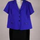 New Tahari Short Sleeve Skirt Suit Blue and Black Size 