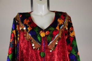 Drew Carey Show Mimi Bobeck Kathy Kinney Bright Red Tinsel Clown Dress COA