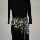 Nine West Black 3/4 Sleeve Dress w/ White Design Sz 8