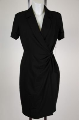 New Calvin Klein Cute Black Wrap Dress Size 8