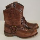 NWOB Spiral Brown Leather Chopper Biker Riding Ankle Boots Size EU 39