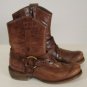 NWOB Spiral Brown Leather Chopper Biker Riding Ankle Boots Size EU 39